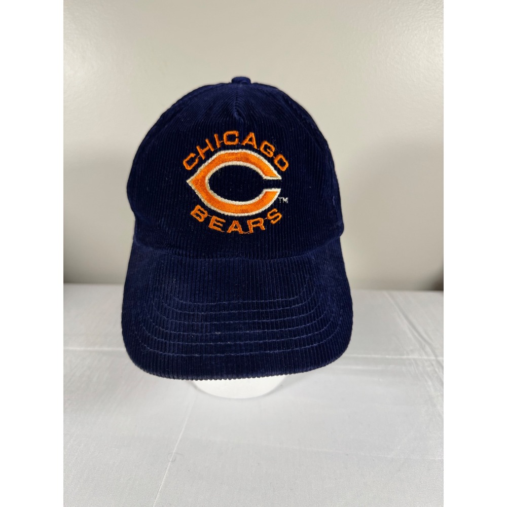 Vintage 80s Chicago Bears Corduroy Snapback Hat Navy Blue Football Cap Shell Tag